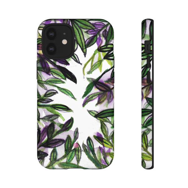 Tropical Leaves Print Phone Case, Hawaiian Style Floral Print Best Designer Art Designer Case Mate Best Tough Phone Case For iPhones and Samsung Galaxy Devices-Made in USA
