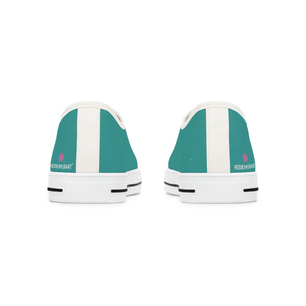 Teal Blue Color Ladies' Sneakers, Solid Color Best Designer Women's Low Top Sneakers