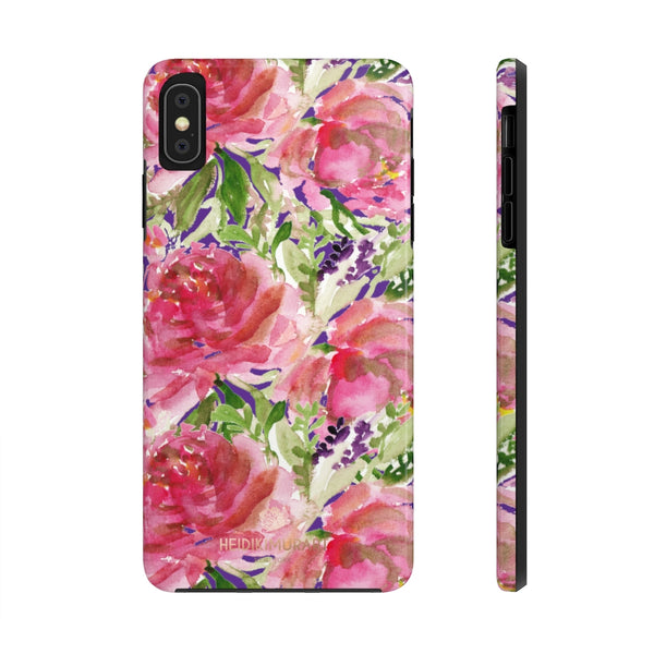 Purple Pink Rose Print Phone Case, Floral Print Case Mate Tough Phone Cases-Made in USA - Heidikimurart Limited 