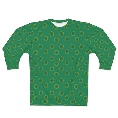 Dark Green St. Patrick's Day Green Clover Print Unisex Couple's Sweatshirt- Made in USA-Unisex Sweatshirt-2XL-Heidi Kimura Art LLC