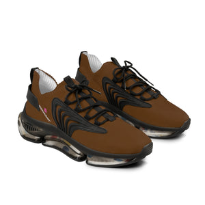 Dark Brown Solid Color Men's Shoes, Solid Dark Brown Color Best Comfy Men's Mesh-Knit Designer Premium Laced Up Breathable Comfy Sports Sneakers Shoes (US Size: 5-12)