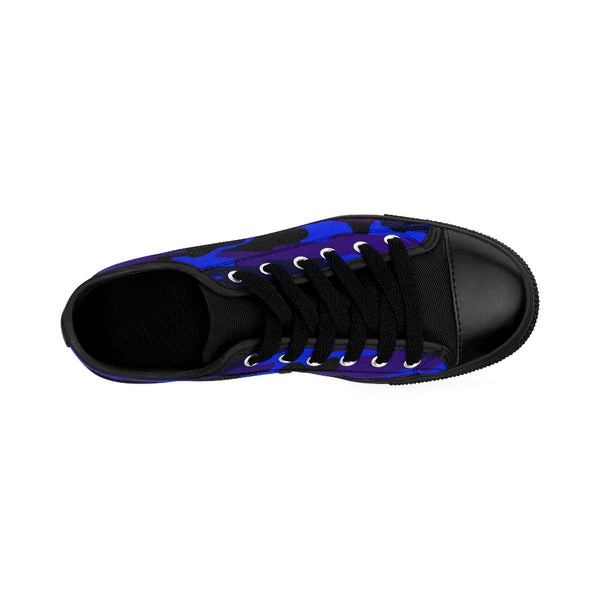 Purple Blue Camouflage Military Print Premium Men's Low Top Canvas Sneakers Shoes-Men's Low Top Sneakers-Heidi Kimura Art LLC