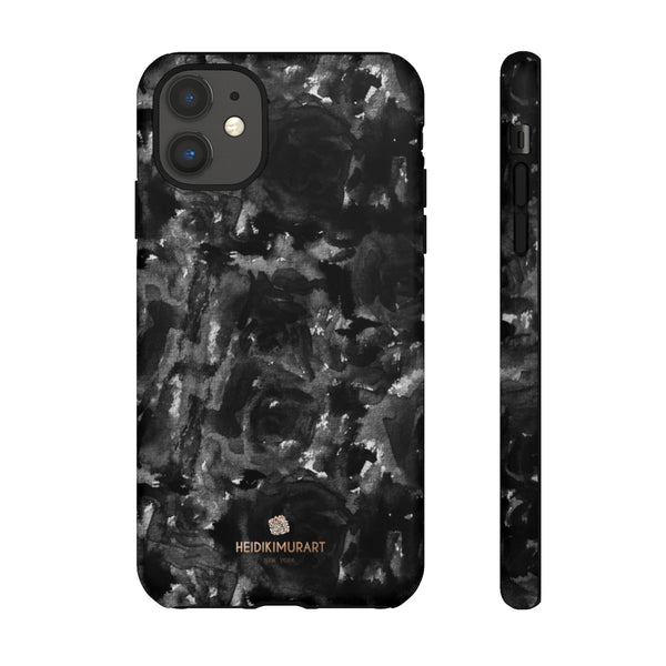 Black Rose Floral Tough Cases, Abstract Print Best Designer Phone Case-Made in USA-Phone Case-Printify-iPhone 11-Matte-Heidi Kimura Art LLC