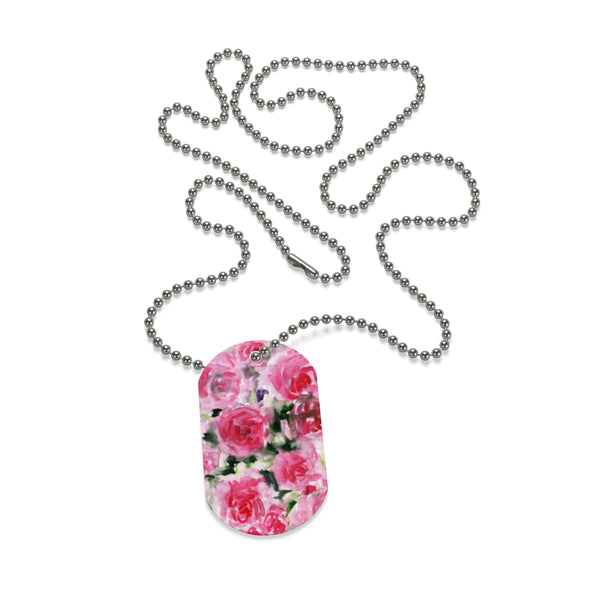 Good Cute Rose Print Pet Accessories Premium Dog Tag Necklace - Made in USA-Dog Tag-One Size-Heidi Kimura Art LLC