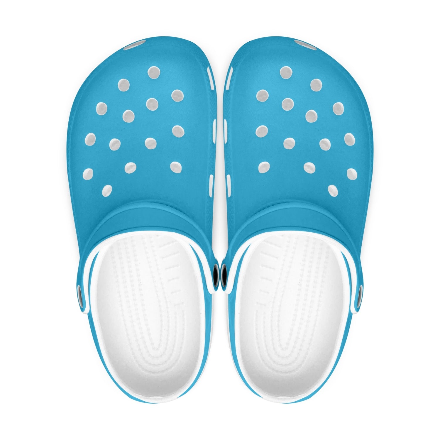 Sky Blue Color Unisex Clogs, Best Solid Blue Color Classic Solid Color Printed Adult's Lightweight Anti-Slip Unisex Extra Comfy Soft Breathable Supportive Clogs Flip Flop Pool Water Beach Slippers Sandals Shoes For Men or Women, Men's US Size: 3.5-12, Women's US Size: 4-12