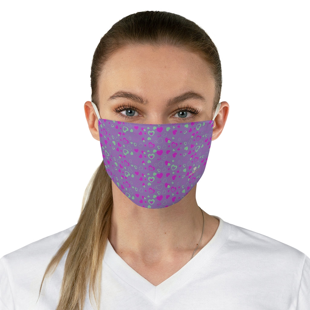 Light Purple Pink Hearts Face Mask, Adult Heart Pattern Fabric Face Mask-Made in USA-Accessories-Printify-One size-Heidi Kimura Art LLC Light Purple Hearts Face Mask, Pink Fun Valentine's Day Adult Heart Pattern Designer Fashion Face Mask For Men/ Women, Designer Premium Quality Modern Polyester Fashion 7.25" x 4.63" Fabric Non-Medical Reusable Washable Chic One-Size Face Mask With 2 Layers For Adults With Elastic Loops-Made in USA