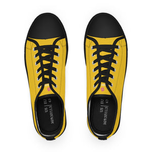 Yellow Solid Color Men's Shoes, Best Men's Yellow Color Low Top
