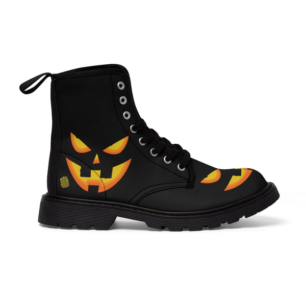 Halloween Pumpkin Face Men's Lace-Up Winter Boots Men's Shoes (US Size: 7-10.5)-Men's Winter Boots-Heidi Kimura Art LLC