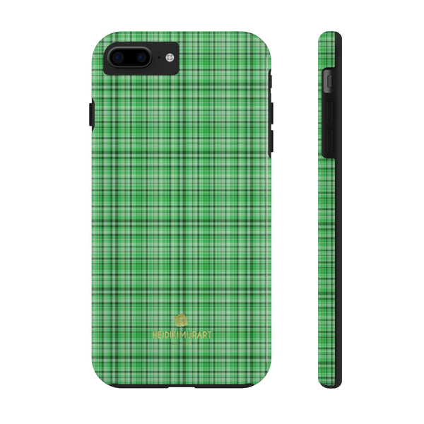 Green Tartan Plaid Phone Case, Preppy Print Case Mate Tough Phone Cases-Made in USA - Heidikimurart Limited 