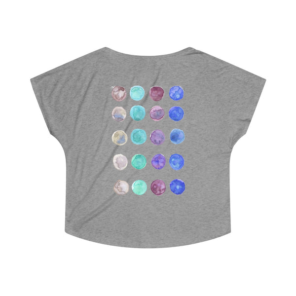 Cute Watercolor Dots Print Women's Tri-Blend T-Shirt Made in U.S.A. (US Size: S-XL)-T-Shirt-Heidi Kimura Art LLC
