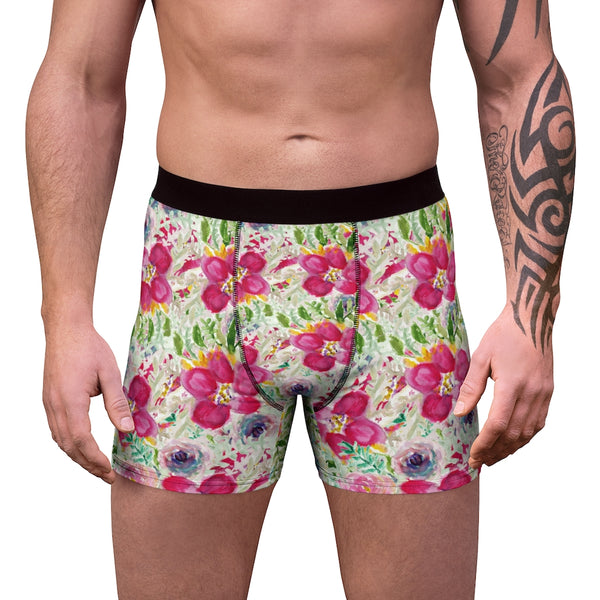 Floral Print Men's Underwear, Best Flower Designer Boxer Briefs-All Over Prints-Printify-Heidi Kimura Art LLC