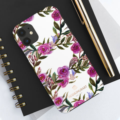 Pink Rose Floral Print Phone Case, Flower Case Mate Tough Phone Cases-Made in USA - Heidikimurart Limited 