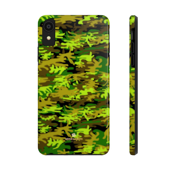 Black Green Camo iPhone Case, Case Mate Tough Samsung Galaxy Phone Cases-Phone Case-Printify-iPhone XR-Heidi Kimura Art LLC