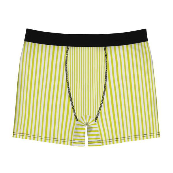 Yellow Striped Men's Boxer Briefs, Vertical Stripe Print Premium Quality Underwear For Men-All Over Prints-Printify-Heidi Kimura Art LLC