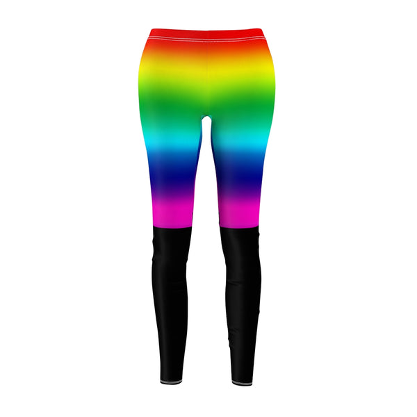 Rainbow Ombre Women's Casual Leggings, Bright Gay Pride Party Vertical Stripes Tights-All Over Prints-Printify-Heidi Kimura Art LLC