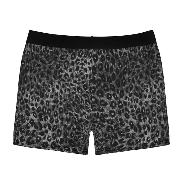 Grey Leopard Men's Boxer Briefs, Animal Print Premium Quality Underwear For Men-All Over Prints-Printify-Heidi Kimura Art LLC