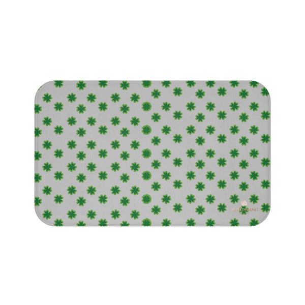 Light Gray Green Clover Print St. Patrick's Day Bathroom Premium Bath Mat- Printed in USA-Bath Mat-Large 34x21-Heidi Kimura Art LLC