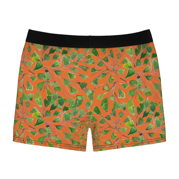 Orange Maidenhair Men's Boxer Briefs, Bright Green Tropical Fern Leaf Print Underwear For Men-All Over Prints-Printify-Heidi Kimura Art LLC