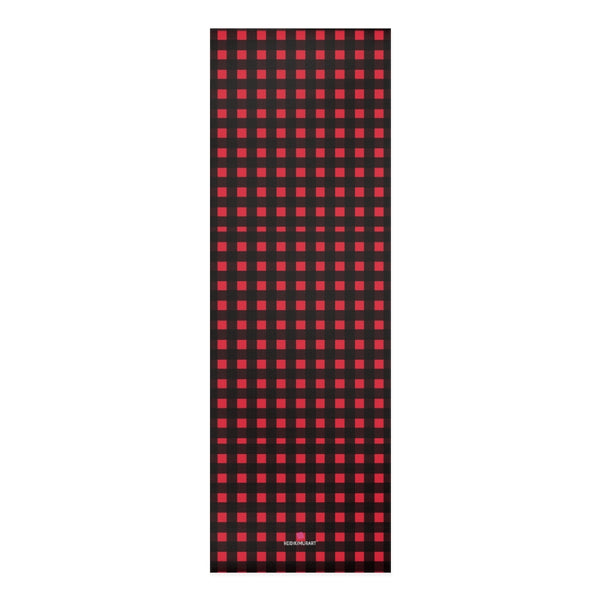 Buffalo Red Foam Yoga Mat, Buffalo Red Plaid Preppy Classic Print Best Fashion Stylish Lightweight 0.25" thick Best Designer Gym or Exercise Sports Athletic Yoga Mat Workout Equipment - Printed in USA (Size: 24″x72")