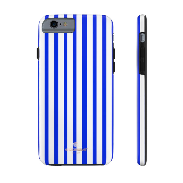 Blue Striped iPhone Case, Designer Case Mate Tough Samsung Galaxy Phone Cases-Phone Case-Printify-iPhone 6/6s Tough-Heidi Kimura Art LLC