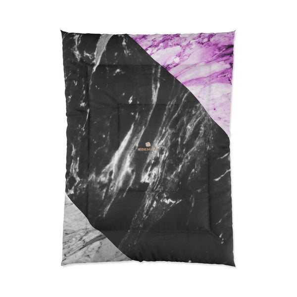 Gray Pink White Marble Print Luxury Comforter For King/Queen/Full/Twin-Made in USA-Comforter-68x92 (Full Size)-Heidi Kimura Art LLC