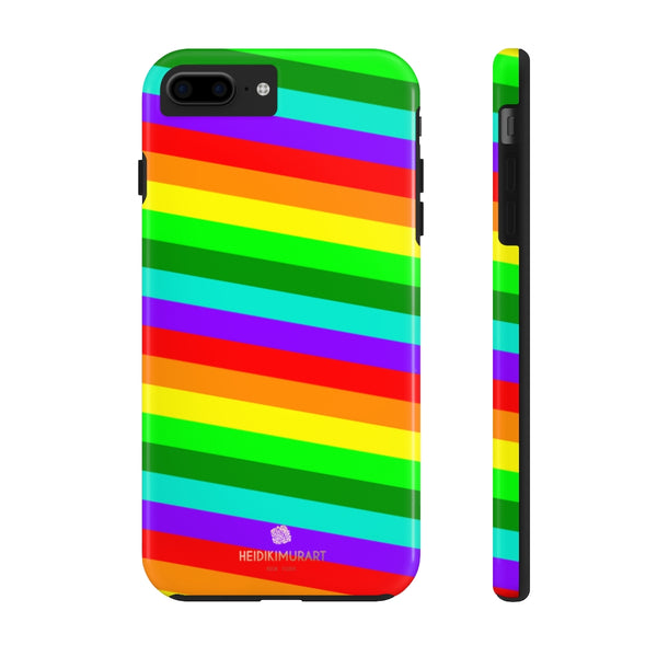 Rainbow Stripe Gay Pride iPhone Case, Colorful Case Mate Tough Samsung Galaxy Phone Cases-Phone Case-Printify-iPhone 7 Plus, iPhone 8 Plus Tough-Heidi Kimura Art LLC