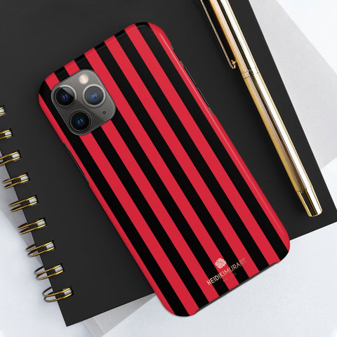 Red Black Stripe iPhone Case, Case Mate Tough Samsung Galaxy Phone Cases-Phone Case-Printify-iPhone 11 Pro-Heidi Kimura Art LLC Red Black Stripe iPhone Case, Modern Stripes Printed Phone Case, Designer Case Mate Tough Phone Cases For iPhones or Samsung Galaxy Devices -Made in USA