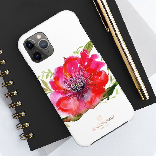 Red Hibiscus Floral Print Phone Case, Flower Case Mate Tough Phone Cases-Made in USA - Heidikimurart Limited 