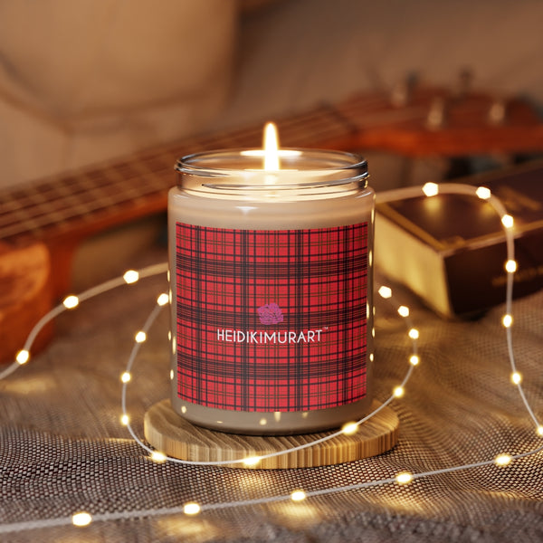 Red Plaid Soy Wax Candle, 9oz candle in a glass container for mothers - Made in the USA