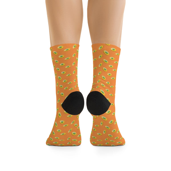 Orange Gold Coins Print St. Patrick's Day Unisex Premium One-size Socks-Made in USA-Socks-One size-Heidi Kimura Art LLC