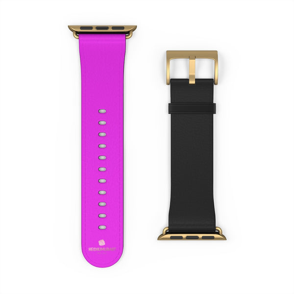 Black Hot Pink Duo Solid Color 38mm/42mm Watch Band For Apple Watch- Made in USA-Watch Band-Heidi Kimura Art LLC