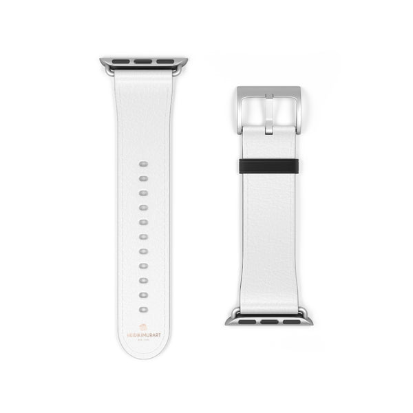 White Solid Color 38mm/42mm Watch Band Strap For Apple Watches- Made in USA-Watch Band-38 mm-Silver Matte-Heidi Kimura Art LLC