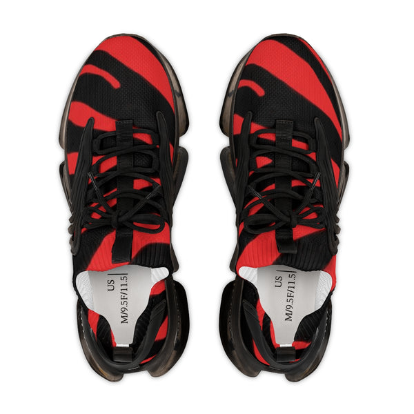 Red Zebra Print Men's Shoes, Best Zebra Stripes Animal Print Best Comfy Men's Mesh-Knit Designer Premium Laced Up Breathable Comfy Sports Sneakers Shoes (US Size: 5-12)