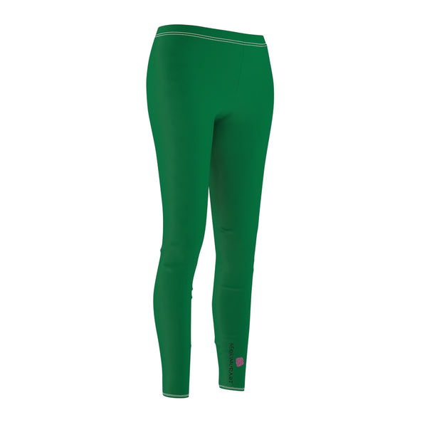 Green Women's Casual Leggings, Green Classic Solid Color Women's Fashion Best Designer Premium Quality Skinny Fit Premium Quality Casual Leggings - Made in USA (US Size: XS-2XL) Women's Solid Color Leggings, Simple Solid Color Casual Pants Made For Comfort, Color Leggings For Work, Bright Colorful Tights