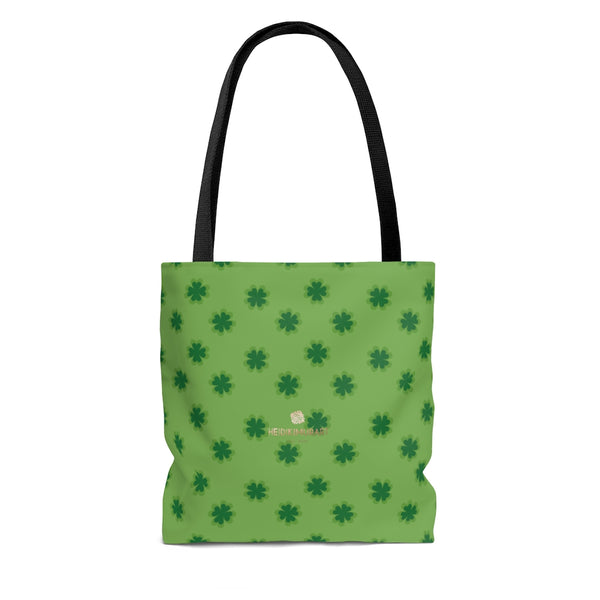 Light Green Clover Print St. Patrick's Day Irish Style 18"x18" Large Tote Bag- Made in USA-Tote Bag-Heidi Kimura Art LLC