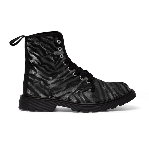 High Power Black Tiger Stripe Pattern Anti Heat Moisture Designer Men's Winter Boots-Men's Boots-Heidi Kimura Art LLC