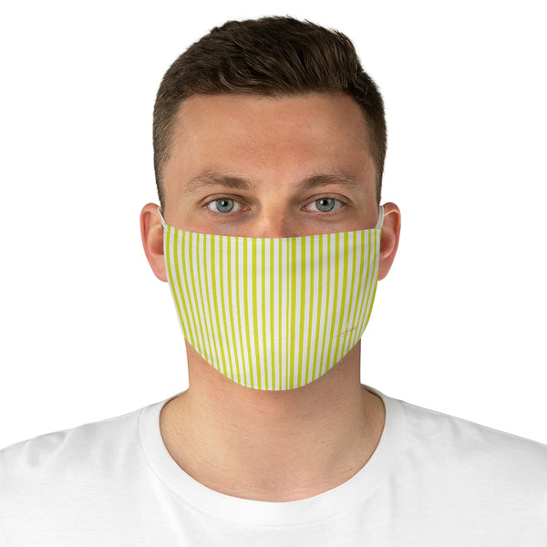 Yellow Striped Face Mask, Designer Vertically Stripes Fashion Face Mask For Men/ Women, Designer Premium Quality Modern Polyester Fashion 7.25" x 4.63" Fabric Non-Medical Reusable Washable Chic One-Size Face Mask With 2 Layers For Adults With Elastic Loops-Made in USA
