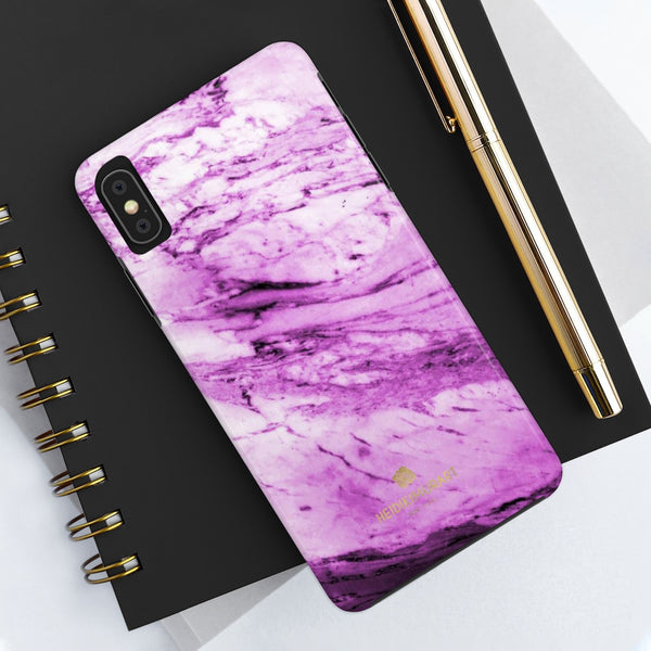 Purple Marble Print Phone Case, Designer Case Mate Tough Phone Cases-Made in USA - Heidikimurart Limited 