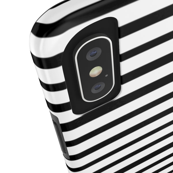 Black White Striped iPhone Case, Designer Case Mate Tough Samsung Galaxy Phone Cases-Phone Case-Printify-Heidi Kimura Art LLC
