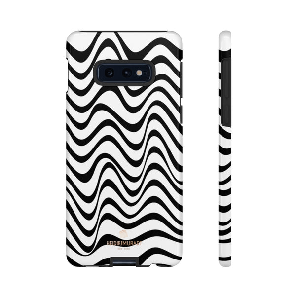 Wavy Black White Tough Cases, Designer Phone Case-Made in USA-Phone Case-Printify-Samsung Galaxy S10E-Glossy-Heidi Kimura Art LLC