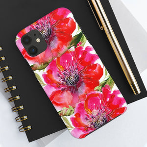 Bright Red Hibiscus Phone Case, Flower Floral Case Mate Tough Phone Cases-Made in USA - Heidikimurart Limited 
