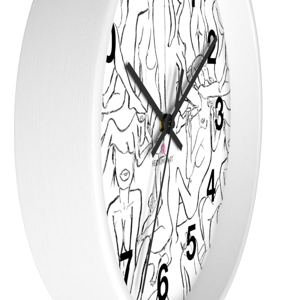 Nude Drawing Art Wall Clock,  Best 10 inch Diameter Art Wall Clock-Printed in USA, Large Round Wood Bedroom Wall Clock