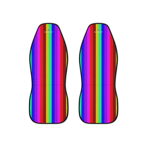 Rainbow Striped Car Seat Covers, Rainbow Vertically Striped 2-Pcs Set (48.03" × 18.50") Polyester Car Seat Covers, Best Car Accessories Essential Premium Quality Best Soft Luxury Car Seat&nbsp;- 2 Pack For Your Car Seat Protection, Car Seat Protectors, Designer Car Seat Accessories, Pair of 2 Front Seat Covers, Custom Seat Covers, Luxury Car Seat Covers, Best Car Seat Covers