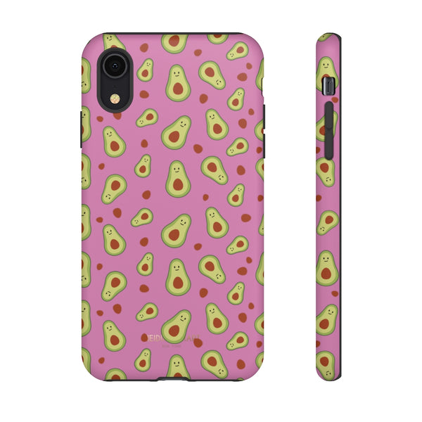 Pink Avocado Print Phone Case, Tough Designer Phone Case For Vegan Lovers -Made in USA-Phone Case-Printify-iPhone XR-Matte-Heidi Kimura Art LLC