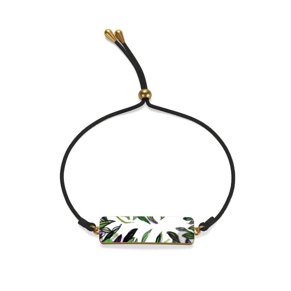 Green Tropical Leaves Cord Silver or Gold-plated Cord Fashionable Bracelet - Made in USA-Bracelet-jaylon-Golden-Heidi Kimura Art LLC