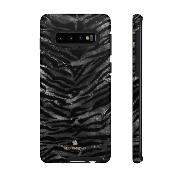 Black Tiger Stripe Tough Cases, Animal Print Best Designer Phone Case-Made in USA-Phone Case-Printify-Samsung Galaxy S10-Matte-Heidi Kimura Art LLC