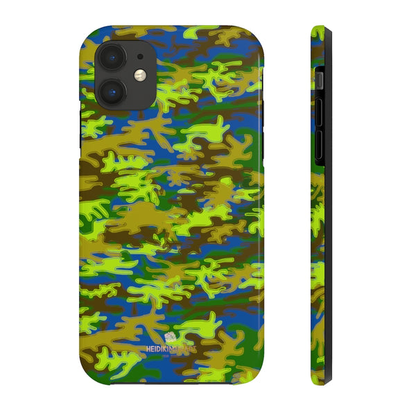 Blue Green Camo iPhone Case, Case Mate Tough Samsung Galaxy Phone Cases-Phone Case-Printify-iPhone 11-Heidi Kimura Art LLC
