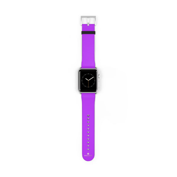 Purple Solid Color Print 38mm/42mm Watch Band For Apple Watches- Made in USA-Watch Band-42 mm-Silver Matte-Heidi Kimura Art LLC