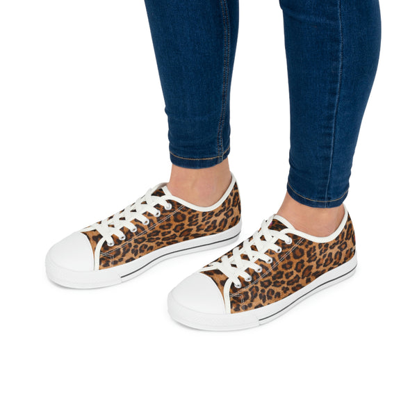 Brown Leopard Print Ladies' Sneakers, Best Designer Women's Low Top Sneakers