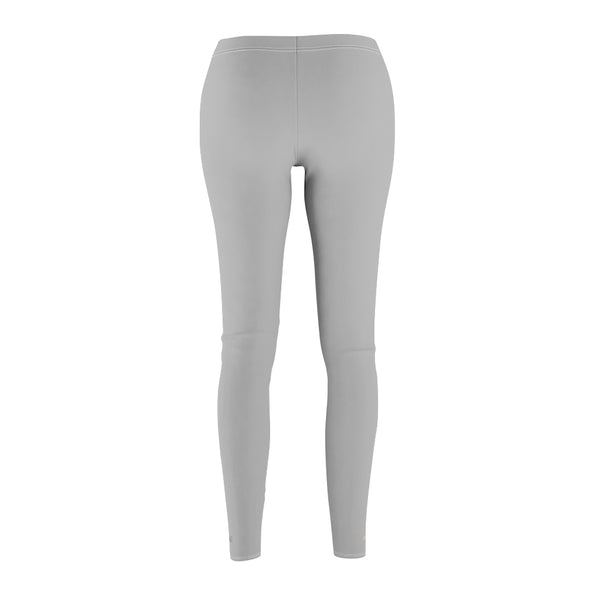 Light Gray Solid Color Print Women's Dressy Long Casual Leggings- Made in USA-All Over Prints-Heidi Kimura Art LLC Light Gray Solid Colorful Casual Tights, Grey Fancy Fashion Tights, Modern Minimalist Solid Color Women's Casual Leggings - Made in USA (US Size: XS-2XL)